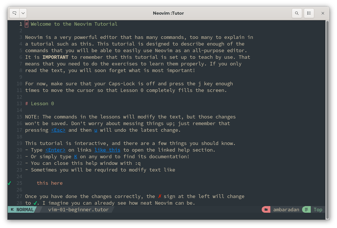 Nvim Tutor
